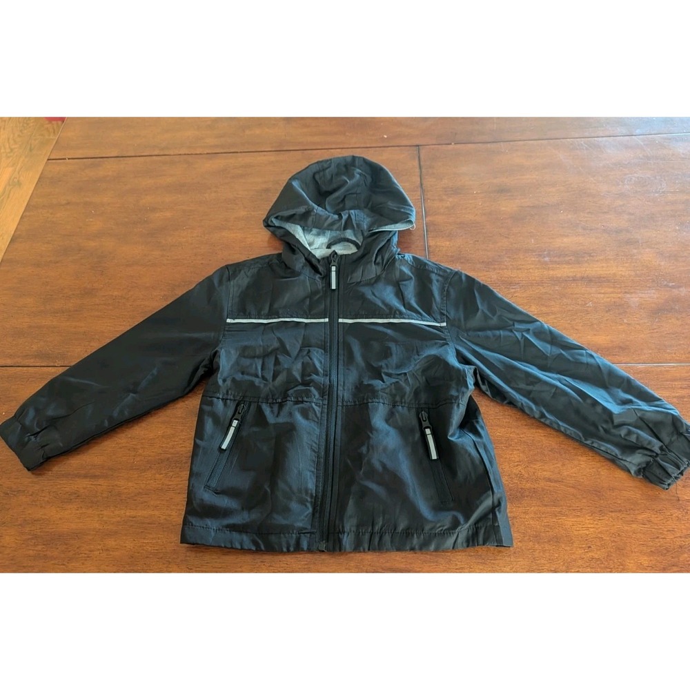 Distortion Kids 4T Black Lined Hooded Windbreaker Jacket 5JK3312T RN65933